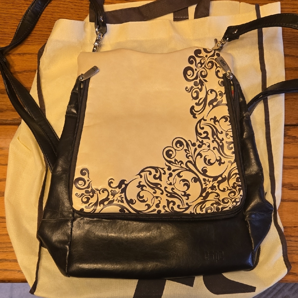 Elegant Dark Brown and Cream Women's Backpack